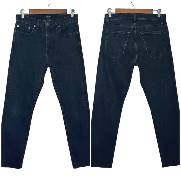 Flint & TinderMenWashed Black Stretch Straight Tapered Slim Jeans30